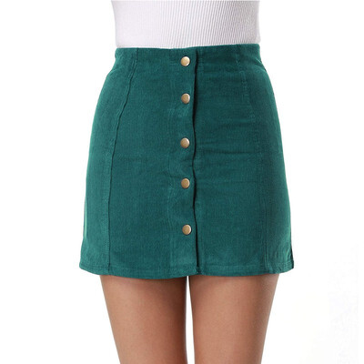 

Clarisbelle womens high waist single-breasted corduroy skirt
