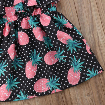 

Kids Baby Girls Dress Toddler Pineapple Off Shoulder Sundress Clothes Dresses WB