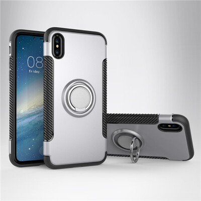 

Fecoprior Back Cover For iPhone  X iPhoneXS Case Car Holder Stand Hard PC Silicon Ring Suction Bracket Celulars