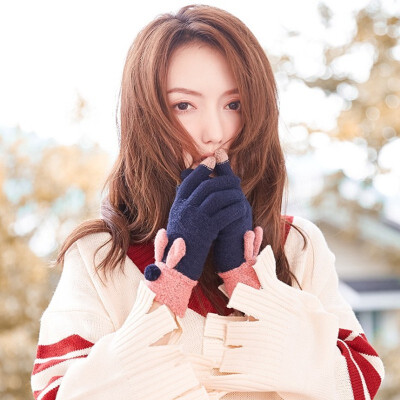 

New knitting gloves ladies autumn&winter wool&fleece can touch screen outdoor thermal cycling Korean version lovely