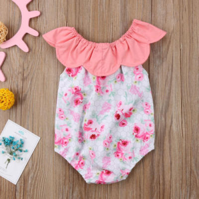 

UK Sale Newborn Baby Girls Floral Plaid Jumpsuit Romper Outfits Clothes Summer