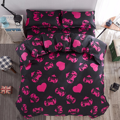

Black Rose Bedding Set Rose Heart Duvet Cover 4pcsset Summer Bed Set White Bedclothes Flora Flat Sheet Daisy Kid Bedlinen