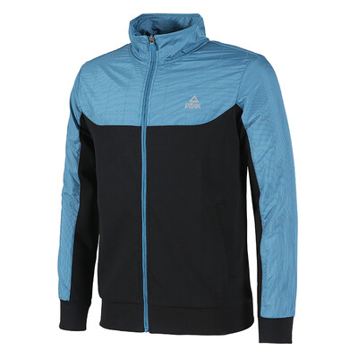 

PEAK Mens Sportswear Casual Fashion Stand Collar Cozy Running Knit Single F663317 Super Group Blue  Code