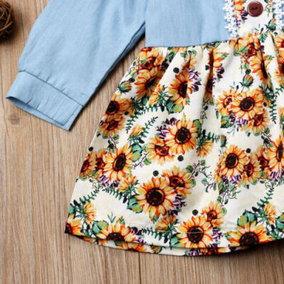 

Infant Kid Baby Girls Long Sleeve Sunflower Autumn Casual Dress Sundress Clothes