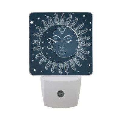 

ALAZA LED Night Light With Smart Dusk To Dawn SensorSun Moon Stars Tribal Pattern Plug In Night Light