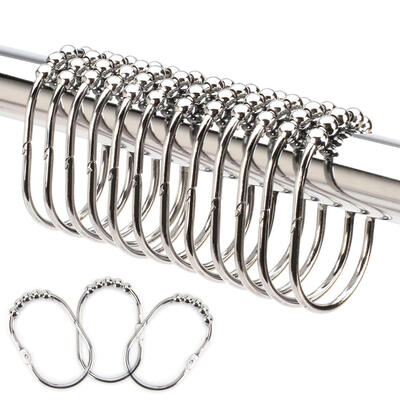 

UpperX Wide Shower Curtain Rings Hooks Set Decorative Polished Chrome Finish Easy Glide Rollers Stainless Steel Shower Rods