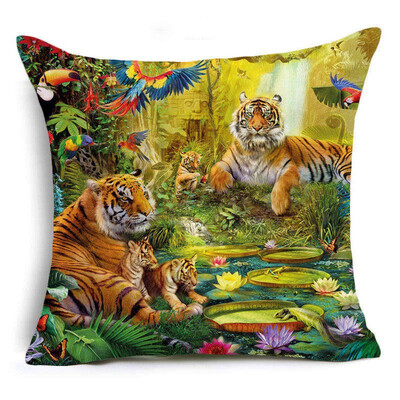 

Animal Cushion Cover Mother&son style Affection wolf dog zebra Pillow Covers for Sofa seat square housse de coussin Cojines