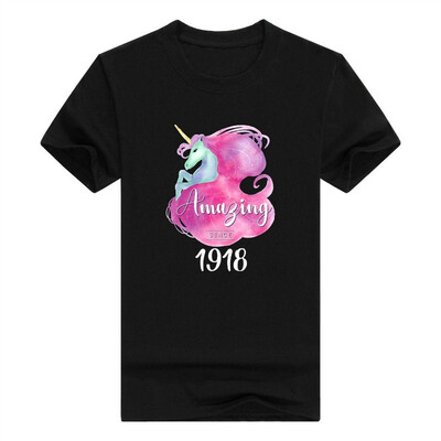 

100th Birthday Gift Unicorn Tshirt Amazing Since 1918 Tee