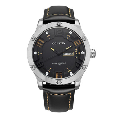 

OCHSTIN 2017 Fashion Luxury Genuine Leather Quartz Men Watch Big Dial 30M Water-Proof Calendar Casual Man Wristwatch Box