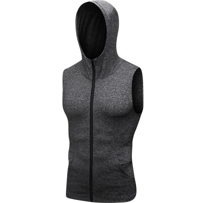 

Cap Hoodie Soccer Compression Fitness T-Shirt Gym Sportswear Men Running Sleeveless Jacket