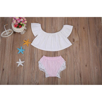 

Cute Newborn Baby Girl Lace Off Shoulder Vest Tops Shorts Summer Outfits Clothes