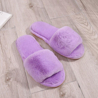 

Plush open-toed soft soles indoor slippers