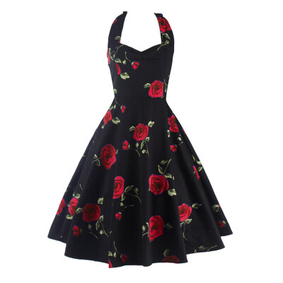 

Halter Floral A Line Cocktail Skater Dress