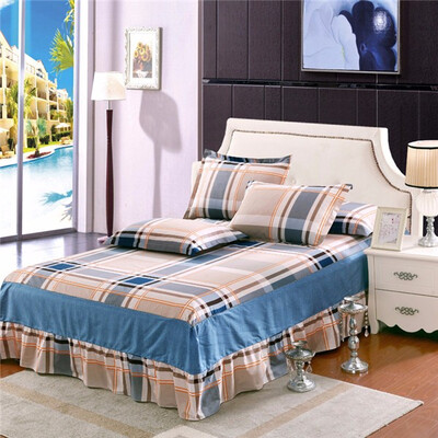 

Pink Gray Stripe Gray Cotton Single Double Bed Skirt Mattress Cover Petticoat Twin Full Queen Bed Skirts Bedspread bedding Sets