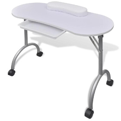 

Folding Manicure Nail Table with Castors White