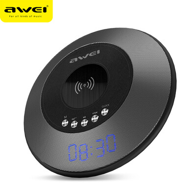 

AWEI Y290 BT Speaker with Fast Wireless Charger Portable Speakers Sound Box for Mobile Phone FM Radio with Alarm Clock Display Pow