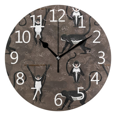 

Wall Clock Arabic Numerals Design Spider Monkey Cartoon Round