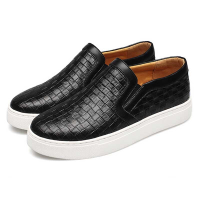 

IDIFU Mens Trendy Plaid Elastic Low Top Loafers Shoes Flats Slip-on Skate Sneakers