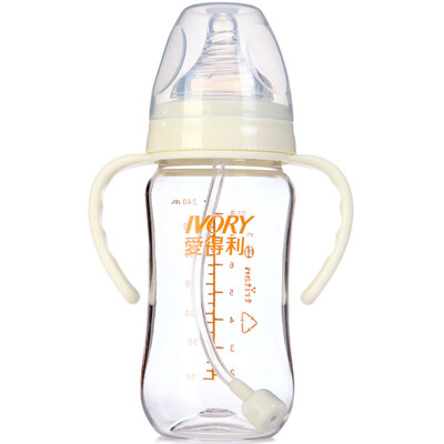 

IVORY Baby bottle wide caliber baby bottle Tritan Terry bottle 240ml with cross pacifier ​​AA-124 color random
