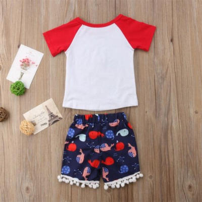 

Independence Day Outfits Infant Baby Boy Girls Tops Shorts Pant 2Pcs Set Suit