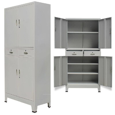 

Office Cabinet with 4 Doors Steel 354"x157"x709" Gray