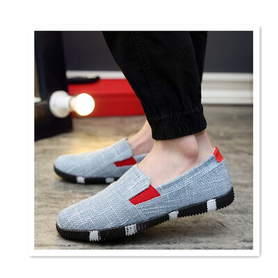 

New mens linen shoes Lok Fu shoes breathable sets of feet peas shoes British tide mens shoes