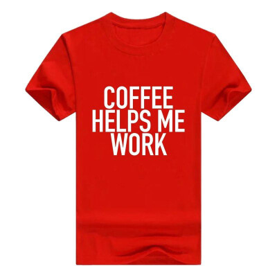 

Coffee Helps Me Work - Fun Caffeine Loving Men Cotton T-Shirt