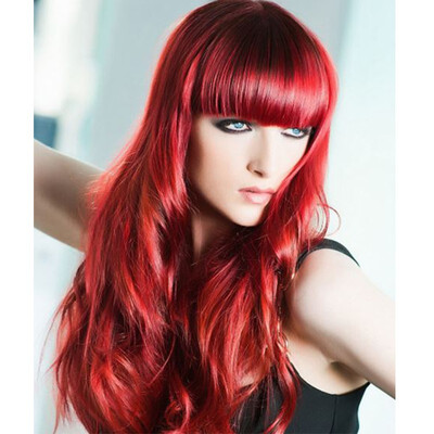 

19" Wavy Halloween Multi-Color Cosplay Wig Party Wig Dark Red