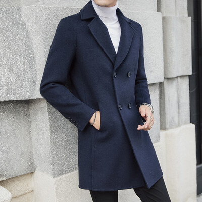 

Thick double-breasted long-length wool double-faced coat