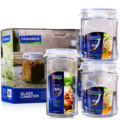 

Jingdong supermarket] Sanguang clouds glasslock Korea imported glass storage tank storage box storage tank cans three sets / IG534