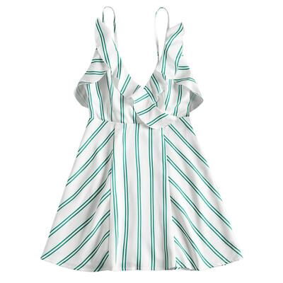 

Ruffle Hem Striped Cami Dress