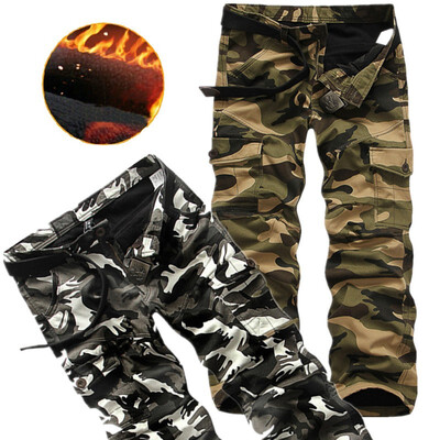

AOWOFS mens overalls plus velvet thick warm mens workwear pants solid color loose Y1007