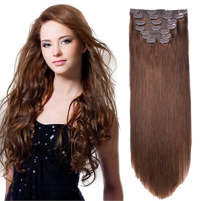 

Remy Human Hair Clip In Hair Extensions Straight Full Head 8A Grade Real Thick Hair Clip Ins 10pcs 160g 20"