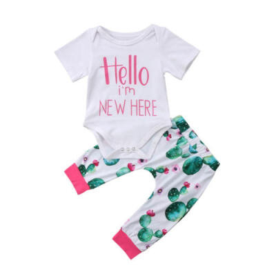 

Newborn Infant Baby Boys Girls Tops Romper Bodysuit Pants 2Pcs Outfits Clothes