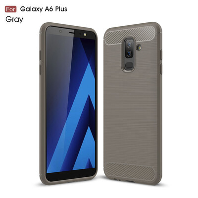 

Fivice Samsung Galaxy A6 PLUS case Luxury brushed carbon fiber TPU soft shell