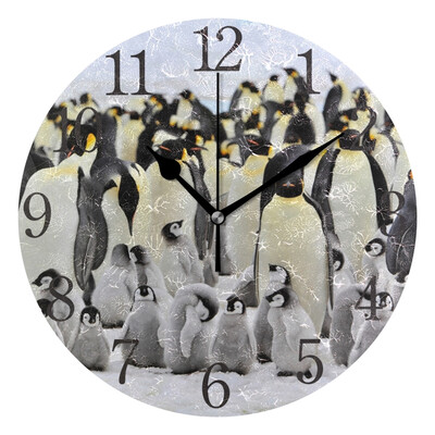 

Wall Clock Arabic Numerals Design Penguin The Winter Round
