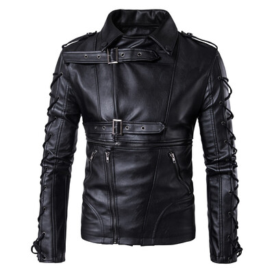 

AOWOFS Europe code 2018 new fashion mens motorcycle leather clothes waste leather jacket coat large size leather jacket B002