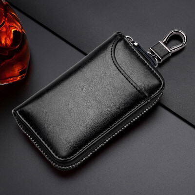 

Large-capacity zipper car key bag for mens waist hangs leather card bag for women multi-functional fashion key button