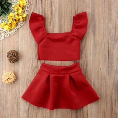 

Newborn Kids Baby Girl Party Off Shoulder Crop Tops Skirt Outfits Clothes Summer