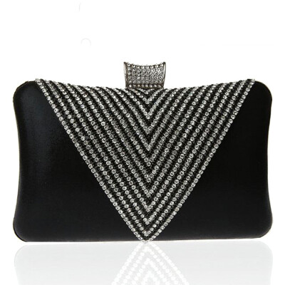 

Covelin Womens Handmade Handbag Rhinestone Beaded Envelope Clutch Evening Bag