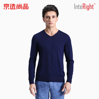 

Beijing selected products × INTERIGHT INTERIGHT mens sweater small V-neck seamless business slim sweater blue M