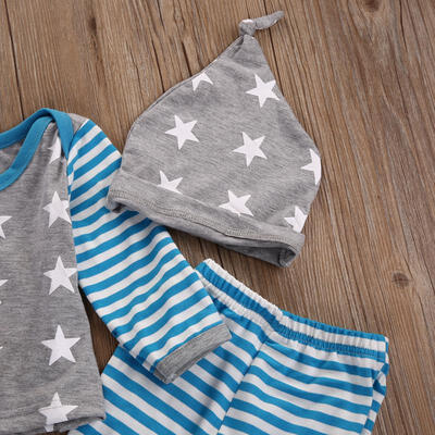

Newborn Baby Boys Girls Star Striped Tops T-shirt Pants Outfits Clothes