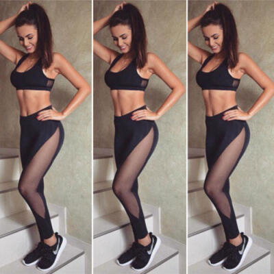 

1Set 2PCs Woman Workout Tracksuit Fitness Gym Running Yoga Sports Top&Long Pants