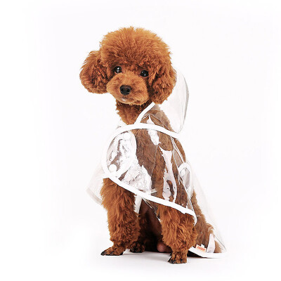 

Warrior hoopet teddy bear puppy transparent four-legged raincoat small dog waterproof clothing dog clothes beautiful transparent waterproof raincoat L-bust 41-46cm