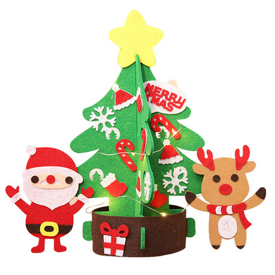 

UpperX 1 pcs DIY Non-woven Fabric Xmas Tree With Ornaments Kids Christmas Toys Gifts New Year Table Desk Decoration