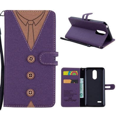 

MOONCASE LG K8 2017 stitching embossed mens leather case - purple