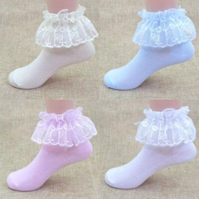 

Princess Girl Toddler Kids Baby Vintage Lace Bow Ruffle Frilly Ankle Socks