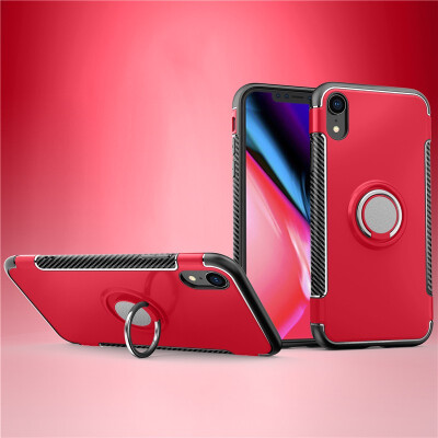 

Fecoprior Back Cover For iPhone XR iPhoneXR Case Car Holder Stand Hard PC Silicon Ring Suction Bracket Celulars