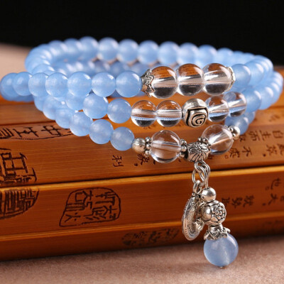 

Bracelet - navy sapphire bracelet with 3 layers&6mm fashionable multi-loop bracelet