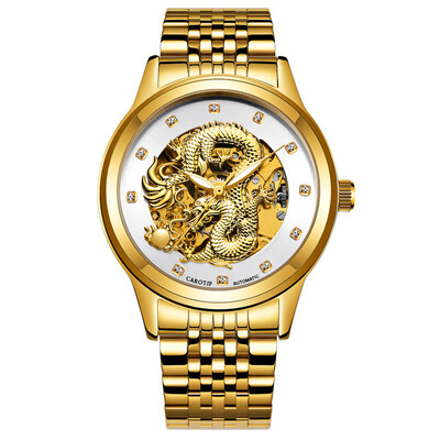 

Mechanical Watch Men Automatic 3D Carved Dragon Steel Mechanical Wrist Watch